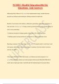 NCHEC-Health Education&period;8th Ed&period;  Questions And Answers