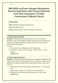 BSN HESI 215 Exam&colon; Dosage Calculations Practice Questions with Correct Solutions &vert; 100&percnt; Pass Guarantee &vert; IV Drip&comma; Conversions&comma; Pediatric Doses