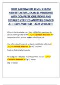 FDOT EARTHWORK LEVEL 1 EXAM  NEWEST ACTUAL EXAM &lpar;3 VERSIONS&rpar;  WITH COMPLETE QUESTIONS AND  DETAILED VERIFIED ANSWERS GRADED  A&plus; &vert; 100&percnt; VERIFIED &vert; 2024 UPDATE&excl;&excl;&excl;