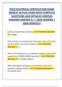 ESCO ELECTRICAL CERTIFICATION EXAM  NEWEST ACTUAL EXAM WITH COMPLETE  QUESTIONS AND DETAILED VERIFIED  ANSWERS GRADED A&plus; &vert; 100&percnt; VERIFIED &vert;  2024 UPDATE&excl;&excl;&excl;
