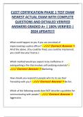 CLEET CERTIFICATION PHASE 1 TEST EXAM  NEWEST ACTUAL EXAM WITH COMPLETE  QUESTIONS AND DETAILED VERIFIED  ANSWERS GRADED A&plus; &vert; 100&percnt; VERIFIED &vert;  2024 UPDATE&excl;&excl;&excl;