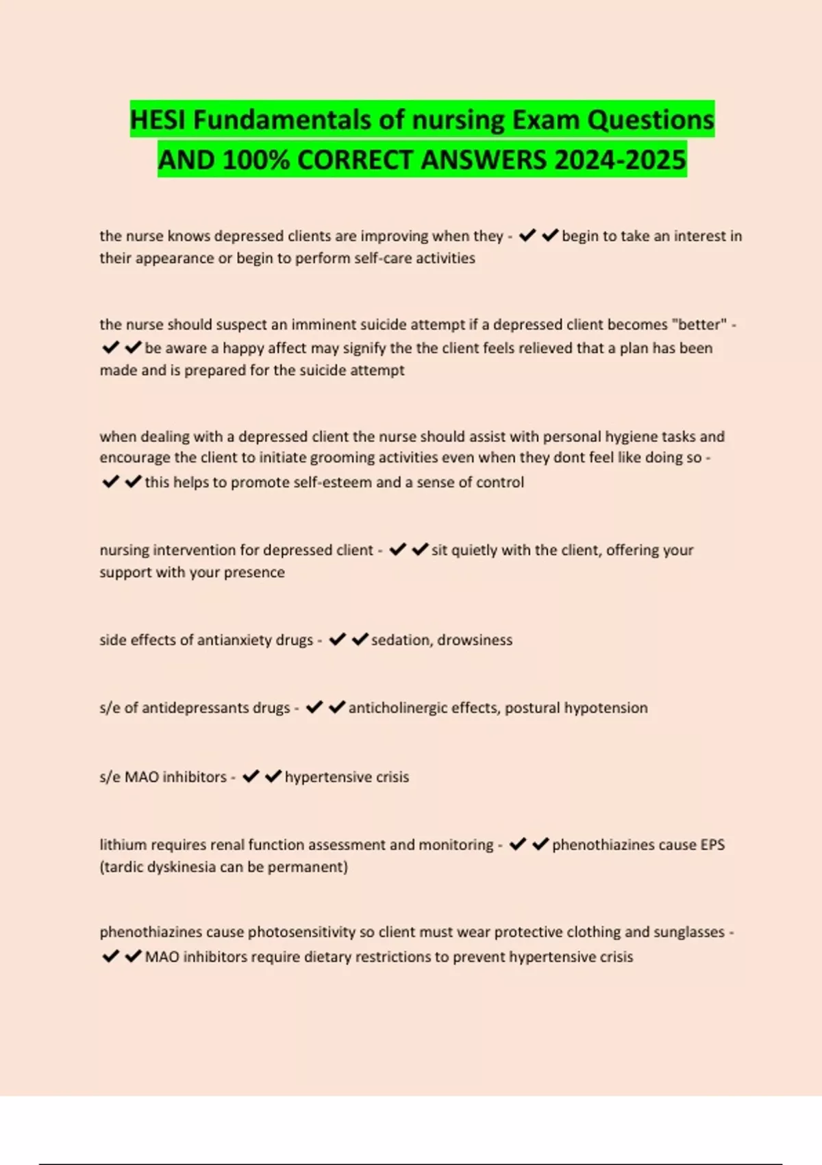 HESI Fundamentals of nursing Exam Questions AND 100% CORRECT ANSWERS ...