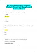 NJ Permit Test Questions&sol;Answers &lpar;Multiple Choice&rpar; with Complete and  Verified Solutions