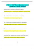 CVS NJ BOP Exam Questions and  Answers Already Passed