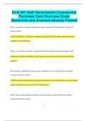 CLG 001 DoD Government Commercial Purchase Card Overview Exam  Questions and Answers Already Passed