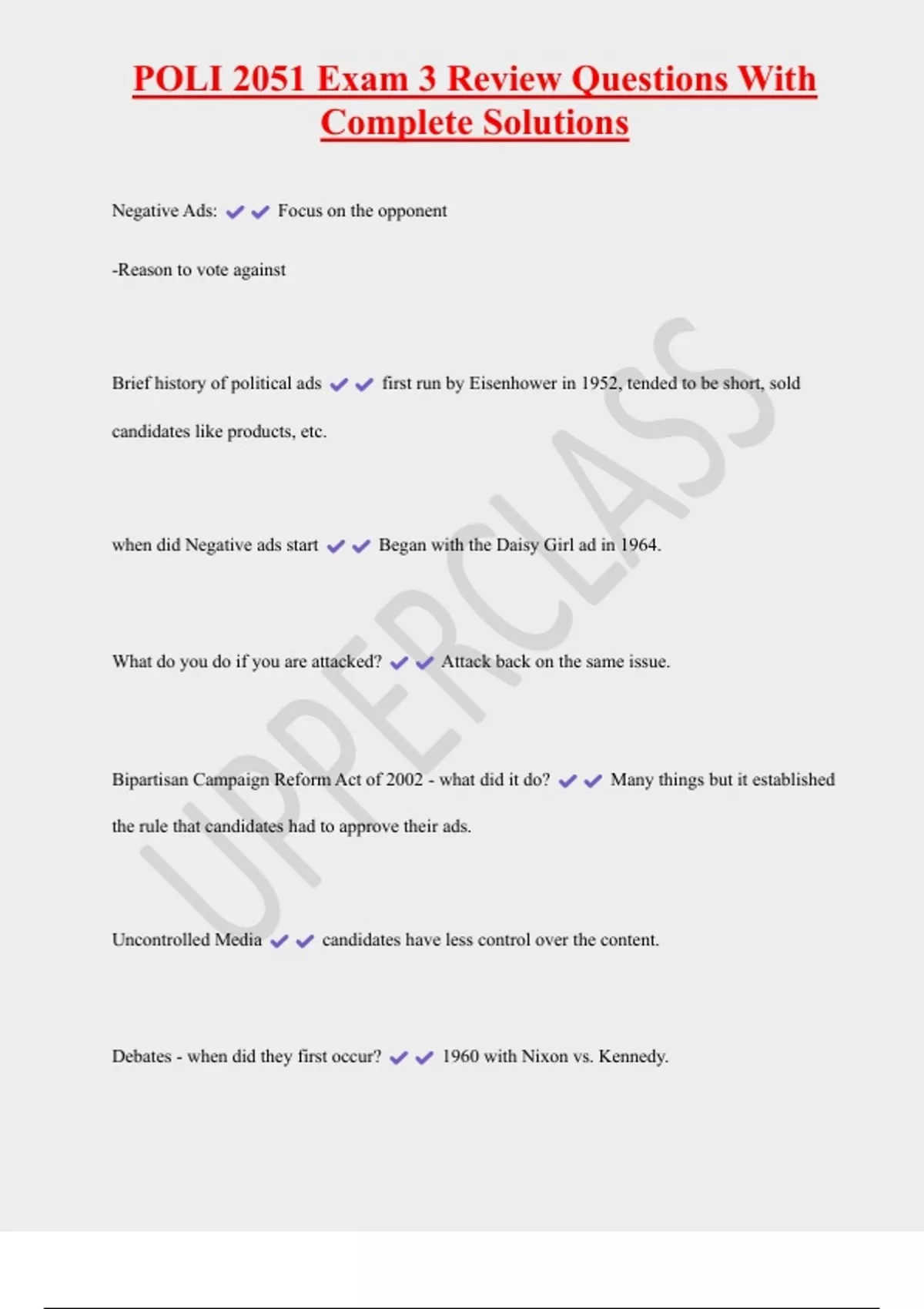POLI 2051 Exam 3 Review Questions With Complete Solutions - POLI 2051 ...