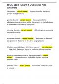 BIOL 1104 - Exam 4 Questions And Answers 