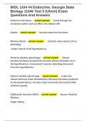 BIOL 1104 &num;4 Endocrine&comma; Georgia State Biology 1104k Test 3 &lpar;Ulrich&rpar; Exam Questions And Answers 