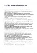 CA DMV Motorcycle Written test QUESTIONS AND CORRECT DETAILED ANSWERS WITH RATIONALES 2025&sol;2026 &lpar;VERIFIED ANSWERS&rpar; &vert;ALREADY GRADED A&plus;