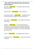   Biol 1104 UGA Wyatt Exam Questions And Answers 
