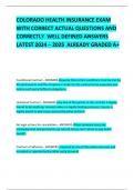 COLORADO HEALTH INSURANCE EXAM WITH CORRECT ACTUAL QUESTIONS AND CORRECTLY  WELL DEFINED ANSWERS LATEST 2024 &ndash; 2025  ALREADY GRADED A&plus;   