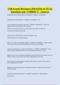 VSR Exam2 Revision UPDATED ACTUAL  Questions and CORRECT Answers