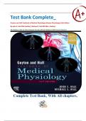 Test Bank Complete&lowbar; Guyton and Hall Textbook of Medical Physiology &lpar;Guyton Physiology&rpar; 14th Edition By John E&period; Hall & Michael E&period; Hall All Chapters 1-86&vert; 14 Units&vert; Newest Version with all Chapters&vert; With Correct Answers