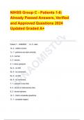 NIHSS Group C - Patients 1-6&colon; Already Passed Answers&comma; Verified and Approved Questions 2024 Updated Graded A&plus;