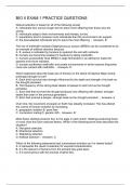 BIO II EXAM 1 PRACTICE QUESTIONS