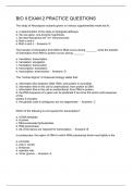 BIO II EXAM 2 PRACTICE QUESTIONS AND ANSWERS 2024