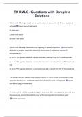 TX RMLO- Questions with Complete  Solutions 