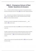 RMLO - Champions School of Real  Estate- Questions & Answers
