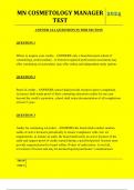 MN COSMETOLOGY MANAGER TEST QUESTIONS AND ANSWER 2024