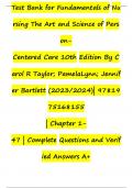 Test Bank for Fundamentals of Nursing The Art and Science of Person-Centered Care 10th Edition By Carol R Taylor&semi; Pamela Lynn&semi; Jennifer Bartlett &lpar;2023&sol;2024&rpar;&vert; 9781975168155 &vert;All  Chapters Fully Covered 1-47 &vert; Complete Questions and Verified Answers A&plus; late