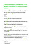 Clinical judgment II Study Review Actual Questions answered correctly with latest updates&period;