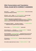RNA Transcription and Translation FINAL EXAM WITH CORRECT ANSWERS