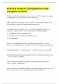 Political science 2200 Questions with complete solution 