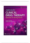 ABRAMS CLINICAL DRUG THERAPY RATIONALES FOR NURSING PRACTICE 12TH EDITION GERALYN FRANDSEN TEST BANK &vert; ALL CHAPTERS 1-61 &vert; COMPLETE SOLUTION &vert; BRAND NEW &vert; GRADED A&plus;