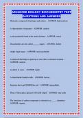 ADVANCED BIOLOGY BIOCHEMISTRY TEST QUESTIONS AND ANSWERS