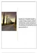 NURSING 617 PHARM EXAM 1&comma; 2 AND FINAL EXAM LATEST VERSIONS  &lpar;JEAN GENZALE PHARMACOTHERAPEUTICS guaranteed a&plus;