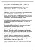 NAVIGATOR STATE CERTIFICATION QUESTIONS