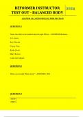  REFORMER INSTRUCTOR TEST OUT - BALANCED BODY QUESTIONS AND ANSWERS 2024