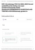 D311&colon; Microbiology WGU OA &vert;2024-2025 Newest update&vert;Recently testing real exam questions&sol;frequently tested questions&vert;COMPREHENSIVE QUESTIONS AND VERIFIED ANSWERS&vert;already graded A&plus;