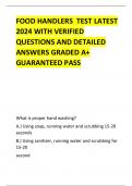 FOOD HANDLERS TEST LATEST  2024 WITH VERIFIED  