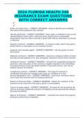 2024 FLORIDA HEALTH 240 INSURANCE EXAM QUESTIONS WITH CORRECT ANSWERS