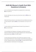 NUR 684 Women's Health final 2024-  Questions & Answers 