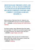 DEFENSE BASIC PRESERVATION AND  PACKING ACTUAL EXAM COMPLETE  ACCURATE EXAM QUESTIONS WITH  DETAILED VERIFIED ANSWERS &lpar;100&percnt;  CORRECT ANSWERS&rpar;&sol;ALREADY  GRADED A&plus;