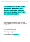 ATI GI SYSTEM PHARM MADE EASY 4&period;0 PHARM FINAL EXAM WITH CORRECT ACTUAL QUESTIONS AND CORRECTLY  WELL DEFINED ANSWERS LATEST 2024 &ndash; 2025  ALREADY GRADED A&plus; 