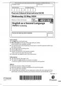 Pearson Edexcel International GCSE 4ESI&sol;01R  ENGLISH AS A SECOND LANGUAGE PAPER 1  &colon; READING AND  WRITING QP JUNE 2024