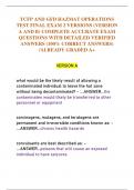 TCFP AND GFD HAZMAT OPERATIONS TEST FINAL EXAM 2 VERSIONS &lpar;VERSION  A AND B&rpar; COMPLETE ACCURATE EXAM  QUESTIONS WITH DETAILED VERIFIED  ANSWERS &lpar;100&percnt; CORRECT ANSWERS&rpar;  &sol;ALREADY GRADED A&plus;