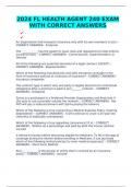 2024 FL HEALTH AGENT 240 EXAM WITH CORRECT ANSWERS