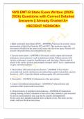 NYS EMT-B State Exam Written &lpar;2025 2026&rpar; Questions with Correct Detailed  Answers &vert;&vert; Already Graded A&plus;  <RECENT VERSION> 