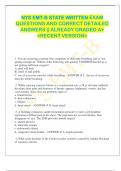 NYS EMT-B STATE WRITTEN EXAM  QUESTIONS AND CORRECT DETAILED  ANSWERS &vert;&vert; ALREADY GRADED A&plus;  <RECENT VERSION>   