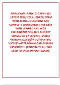 FINAL EXAM&colon; APHY101&sol; APHY 101  &lpar;LATEST 2024&sol; 2025 UPDATE&rpar; EXAM  WITH ACTUAL QUESTIONS AND  COMPLETE 100&percnt;CORRECT ANSWERS  WITH VERIFIED AND WELL  EXPLAINEDRATIONALES ALREADY  GRADED A&plus; BY EXPERTS &vert;LATEST  VERSION 2024 WITH GUARANTEED  SUCCESS AFTER DOWNLOA