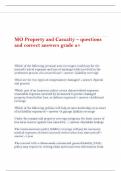 MO Property and Casualty &ndash; questions and correct answers grade a&plus;