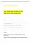 Iowa Property & Casualty Practice Questions and correct answers 