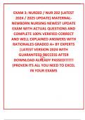 EXAM 3&colon; NUR202 &sol; NUR 202 &lpar;LATEST 2024 &sol; 2025 UPDATE&rpar; MATERNAL-NEWBORN NURSING NEWEST UPDATE EXAM WITH ACTUAL QUESTIONS AND COMPLETE 100&percnt; VERIFIED CORRECT AND WELL EXPLAINED ANSWERS WITH RATIONALES GRADED A&plus; BY EXPERTS &vert;LATEST VERSION 2024 WITH GUARANTEED 