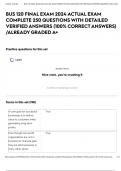 BUS 120 FINAL EXAM 2024 ACTUAL EXAM COMPLETE 250 QUESTIONS WITH DETAILED VERIFIED ANSWERS &lpar;100&percnt; CORRECT ANSWERS&rpar; &sol;ALREADY GRADED A&plus;