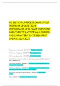 NC BLET CIVIL PROCESS EXAM LATEST PREMIUM UPDATE &lpar;2024-2025&rpar;&vert;BRAND NEW EXAM QUESTIONS AND CORRECT ANSWERS&comma;ALL GRADED A&plus;&vert;GUARANTEED SUCCESS&vert;LATEST UPDATE 2024-2025