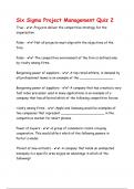 Six Sigma Project Management Quiz 2 Q&A  SSGI Sigma - Study guides